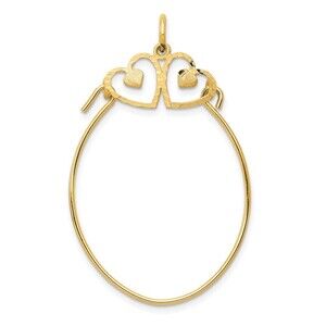 Million Charms 10k Yellow Gold Double Heart Charm Holder Genuine Gold